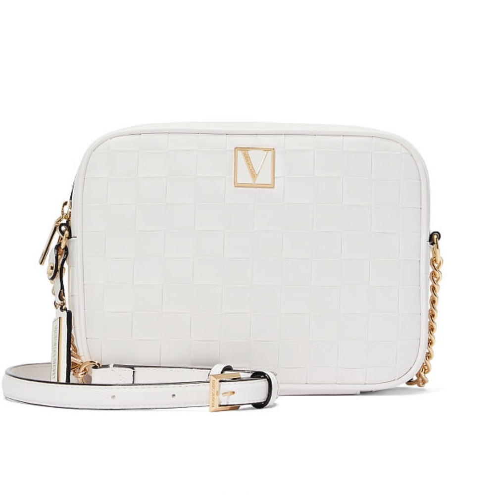 🐚 VS | White Woven Crossbody Camera Bag Purse